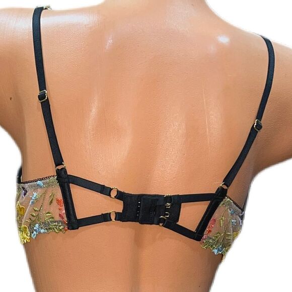 Victoria’s Secret Dream Angels Unlined Plunge Floral Embroidered Sheer bra 34A - Picture 4 of 8